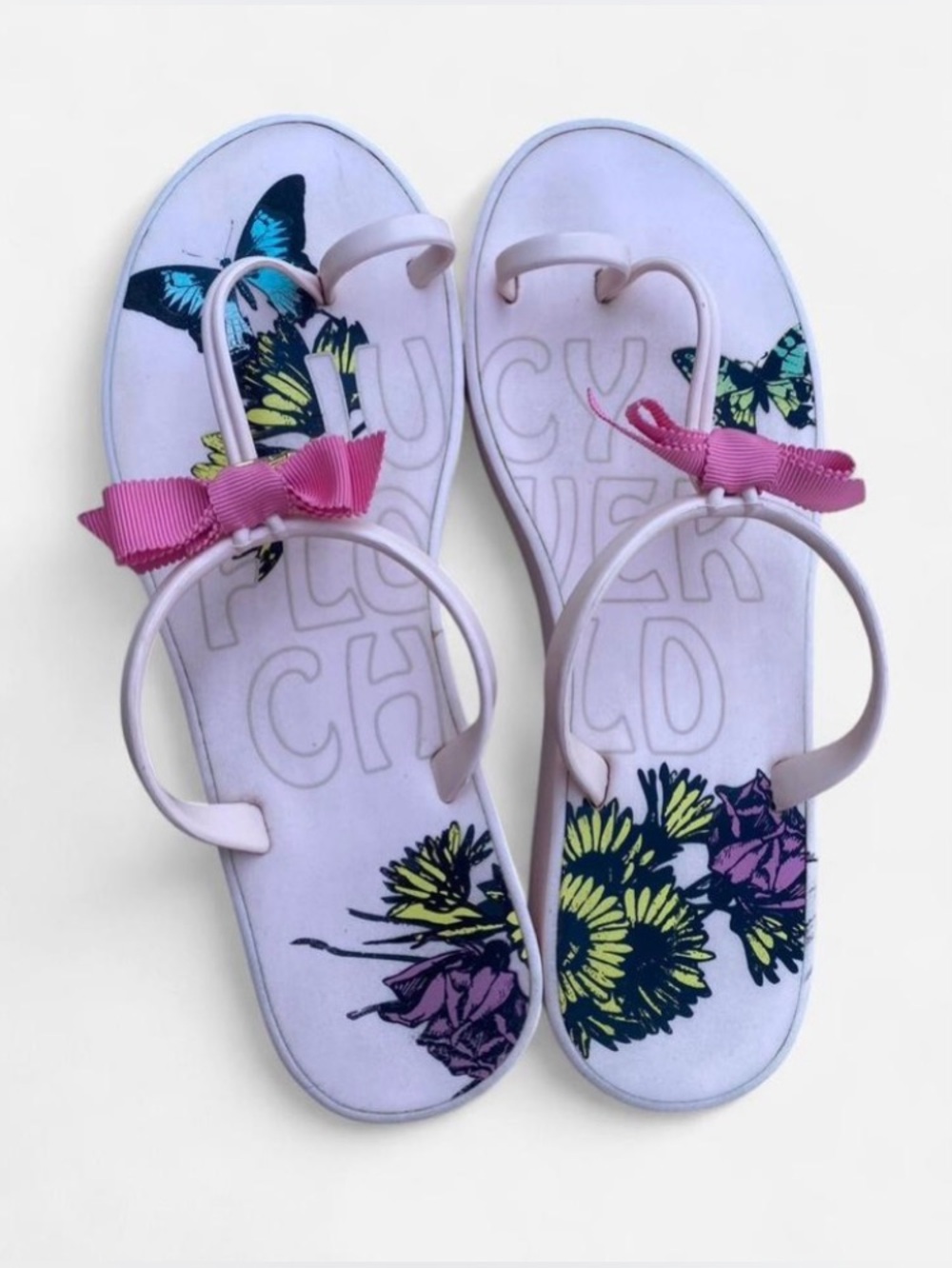 Rare Y2K Juicy Couture Baby Pink Juicy Flower Child Wedge Sandals with Charms